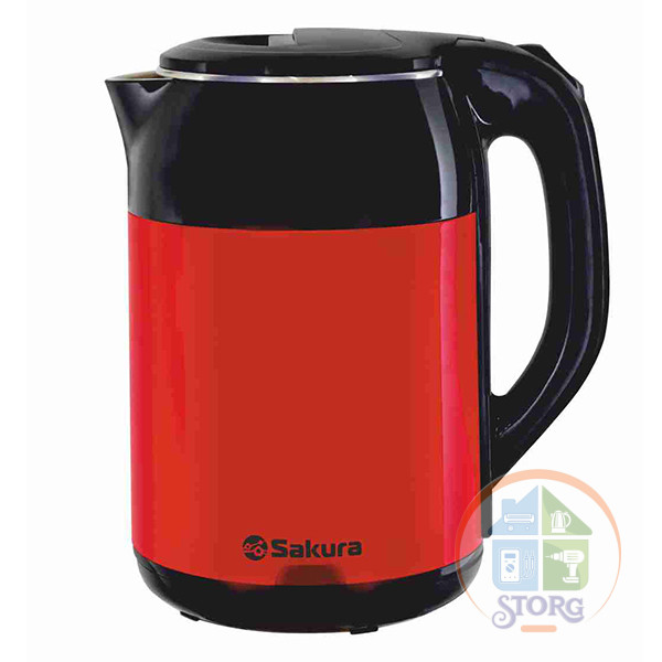 Чайник электрический SAKURA SA-2168BR (Черный/Красный; Мощность 1800Вт; Объем 1.8л;Пластиковый;Диск)