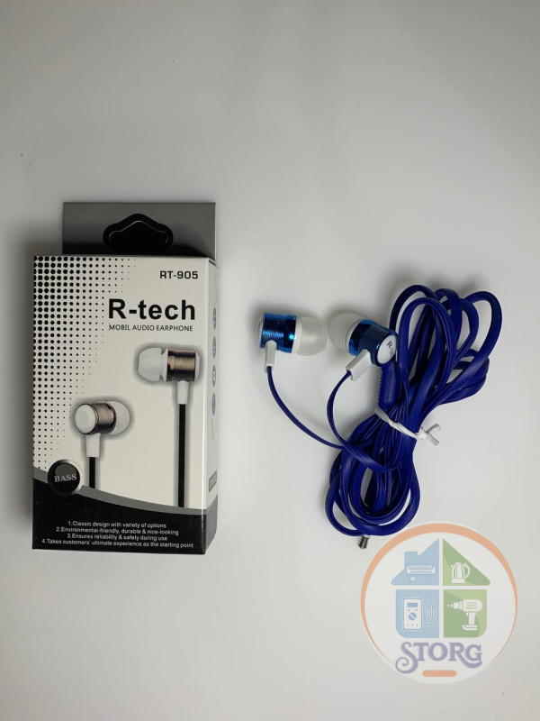 Вакуумные внутриканальные наушники R-Tech RT-905 (Голубой)