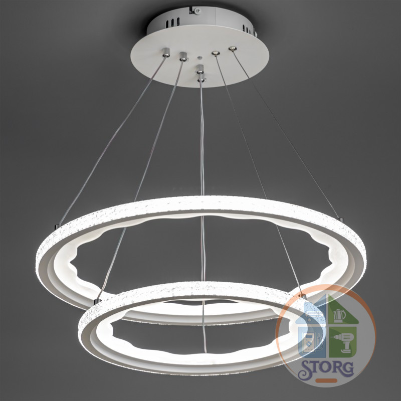 Люстра потолочная LED димм LUCIDO с ДУ, 3 режима, O500х1000, 200Вт, 60м2, белый, 52932 7, Ritter