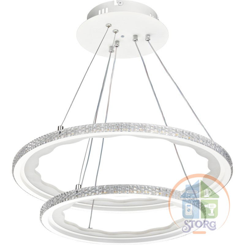 Люстра потолочная LED димм LUCIDO с ДУ, 3 режима, O500х1000, 200Вт, 60м2, белый, 52932 7, Ritter