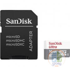 MicroSDHC флэш-накопитель 16GB Class 10 SanDisk UHS-I Ultra Android (80MB/s) с адаптером