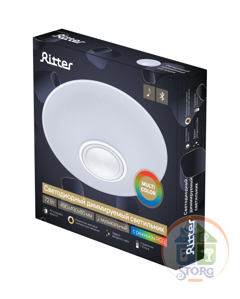 Светильник светодиодный DANCE RGB с ДУ и Bluetooth диммируемый, 72Вт, ф500мм, REV Ritter