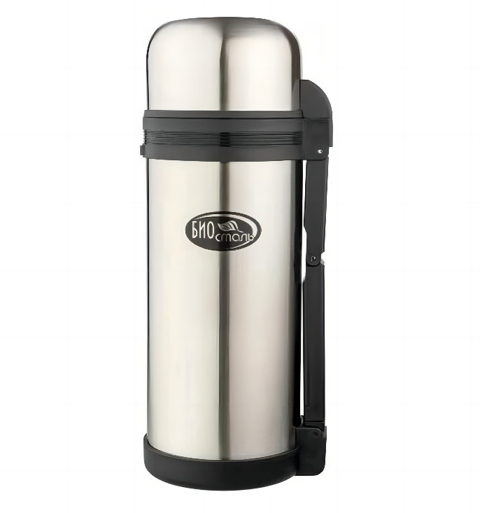 Термос BIOSTAL NG-1800-1 1.8л, универс, нерж., ручка, рем. для переноски, крышка-чашка и доп. пласт. чашка (в уп. 12 шт)