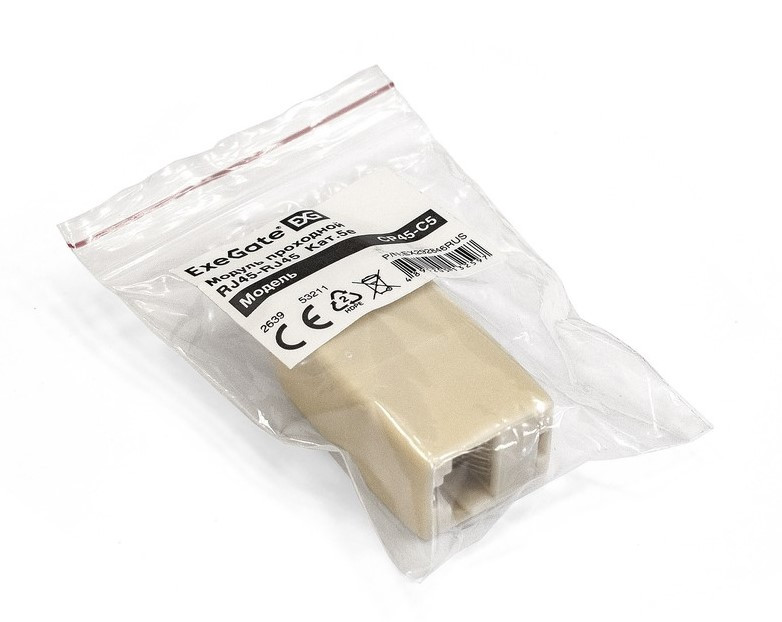 Адаптер проходной ExeGate CP45-C5 RJ45-RJ45 cat.5e