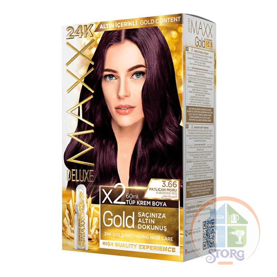 Краска д/волос MAXX DELUXE PREMIUM.Тёмный Баклажан 3,66 (24)