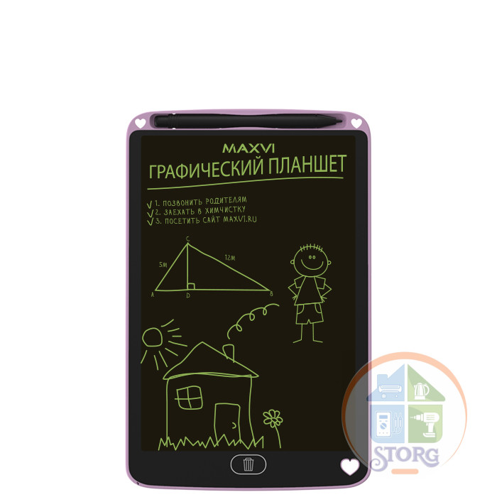 Планшет LCD  для заметок и рисования Maxvi MGT-01 pink 8.5”, LCD, монохромный