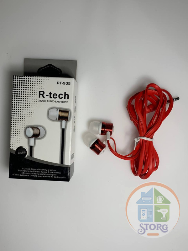 Вакуумные внутриканальные наушники R-Tech RT-905 (Красный)
