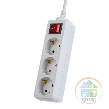 Сетевой фильтр Perfeo "POWERMATE", с кнопкой, 5.0м, 3 розетки, белый (PF-PM-3/5,0-W)