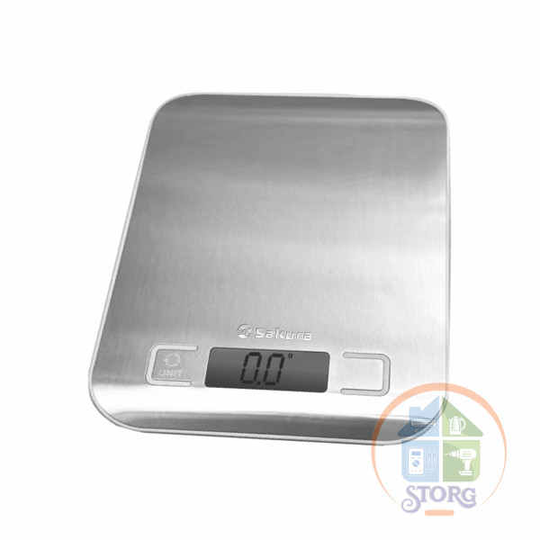 Весы кухонные электронные SAKURA SA-6060SG (Нерж/Серый; Нагрузка 5кг;Дел 1г;Кнопочный;LCD дисплей)