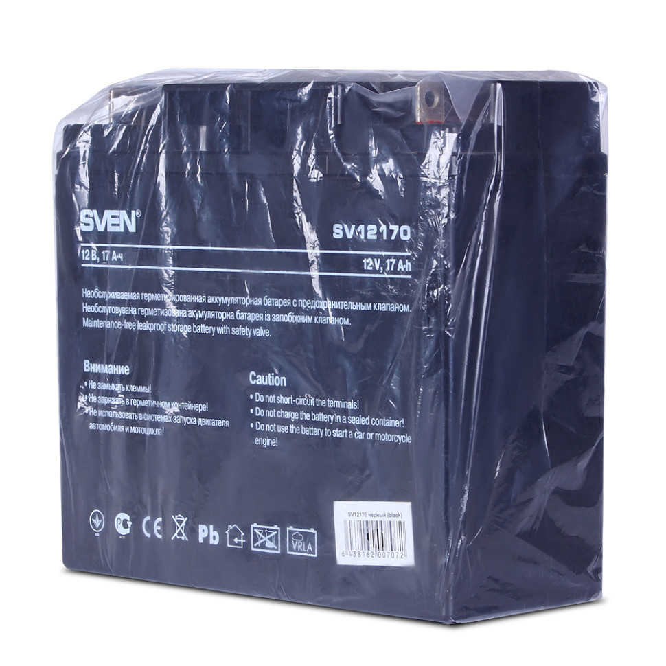 Аккумуляторная батарея для ИБП SVEN SV12170 (12V, 17Ah, клемма T1/F1 (ножевой контакт, ширина 4,8мм) Аккумуляторная батарея для ИБП SVEN SV12170 (12V, 17Ah, клемма T1/F1 (ножевой контакт, ширина 4,8мм)