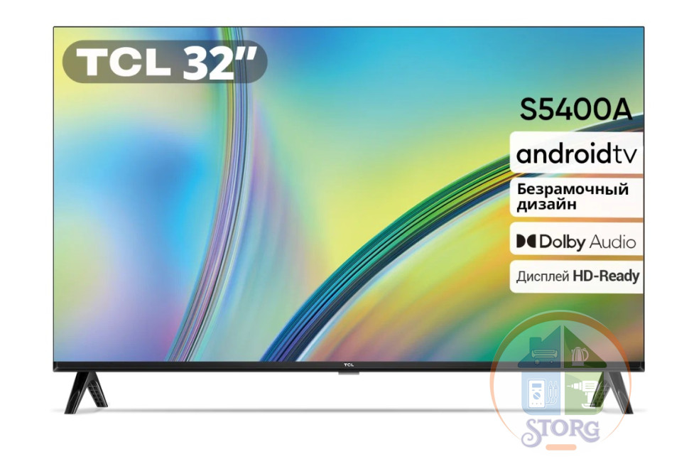 32" Телевизор TCL 32S5400A черный 1366x768, HD READY, 60 Гц, Wi-Fi, SMART TV, Google TV