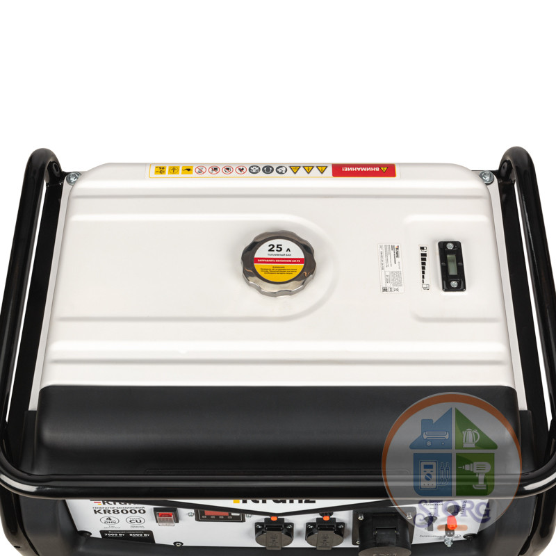 Генератор бензиновый KRANZ KR8000, 8кВт, 230В, 25л, ручной старт