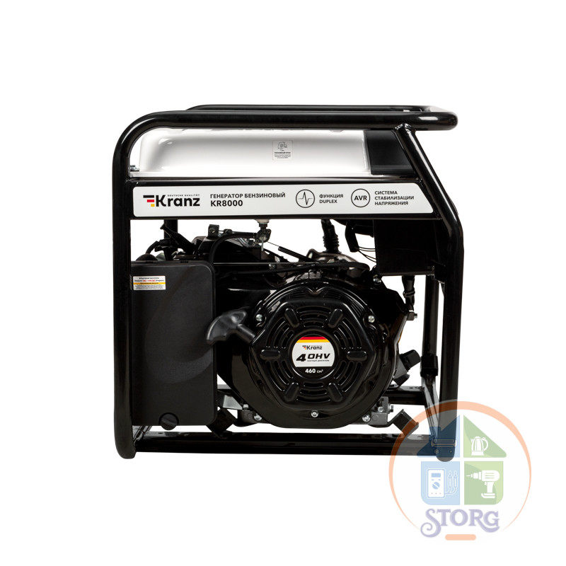 Генератор бензиновый KRANZ KR8000, 8кВт, 230В, 25л, ручной старт