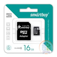MicroSDHC флэш-накопитель 16GB Class 10 SmartBuy + adapter LE