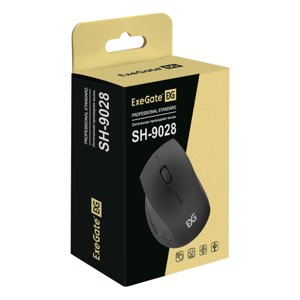 Мышь проводная ExeGate Professional Standard SH-9028 Черный, 1000 dpi, USB, кнопки - 3