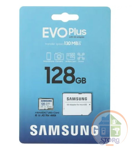 Карта памяти Samsung EVO Plus microSDXC 128 ГБ Class10 UHS-I MB-MC128KA
