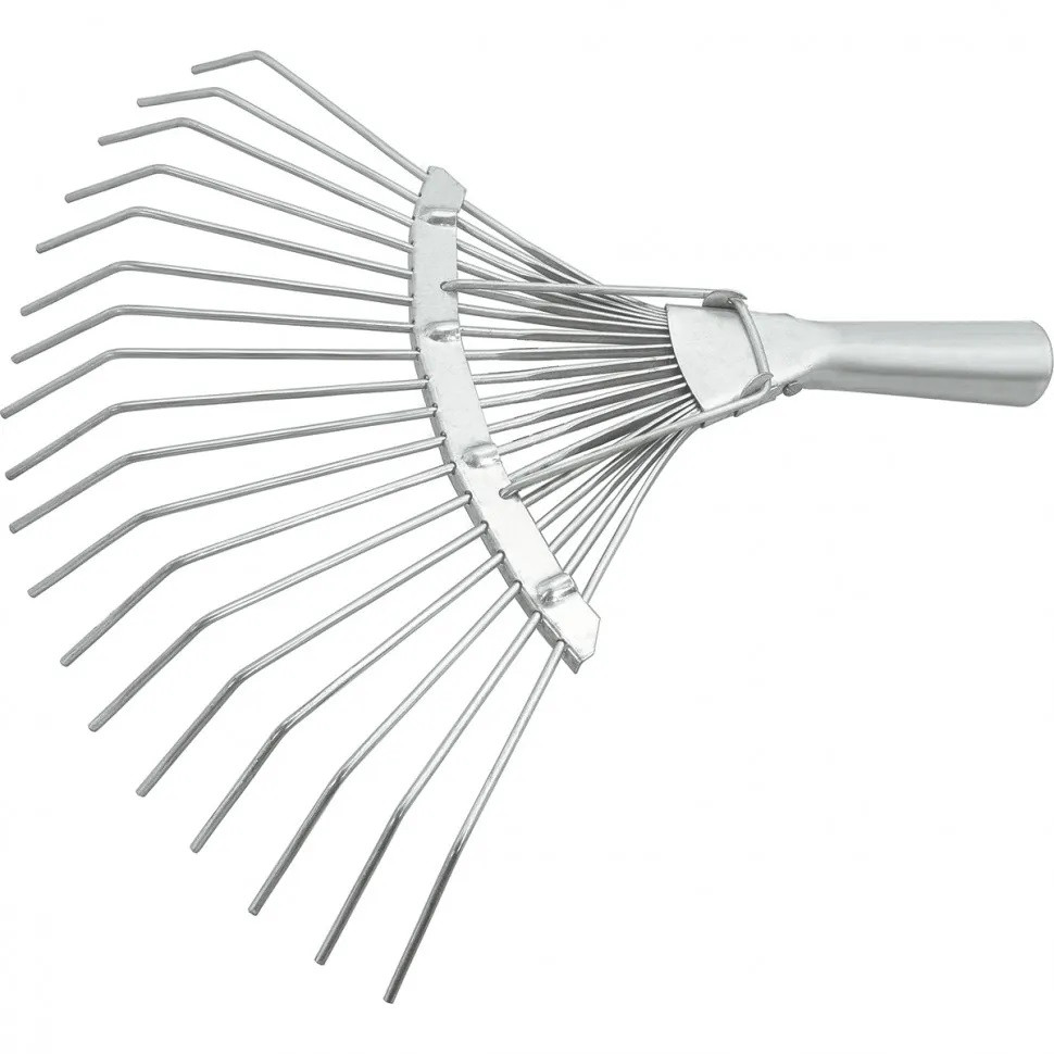 Грабли веерные стальные, 350 мм, 18 круглых зубьев, оцинкованные, без черенка, Россия// Сибртех