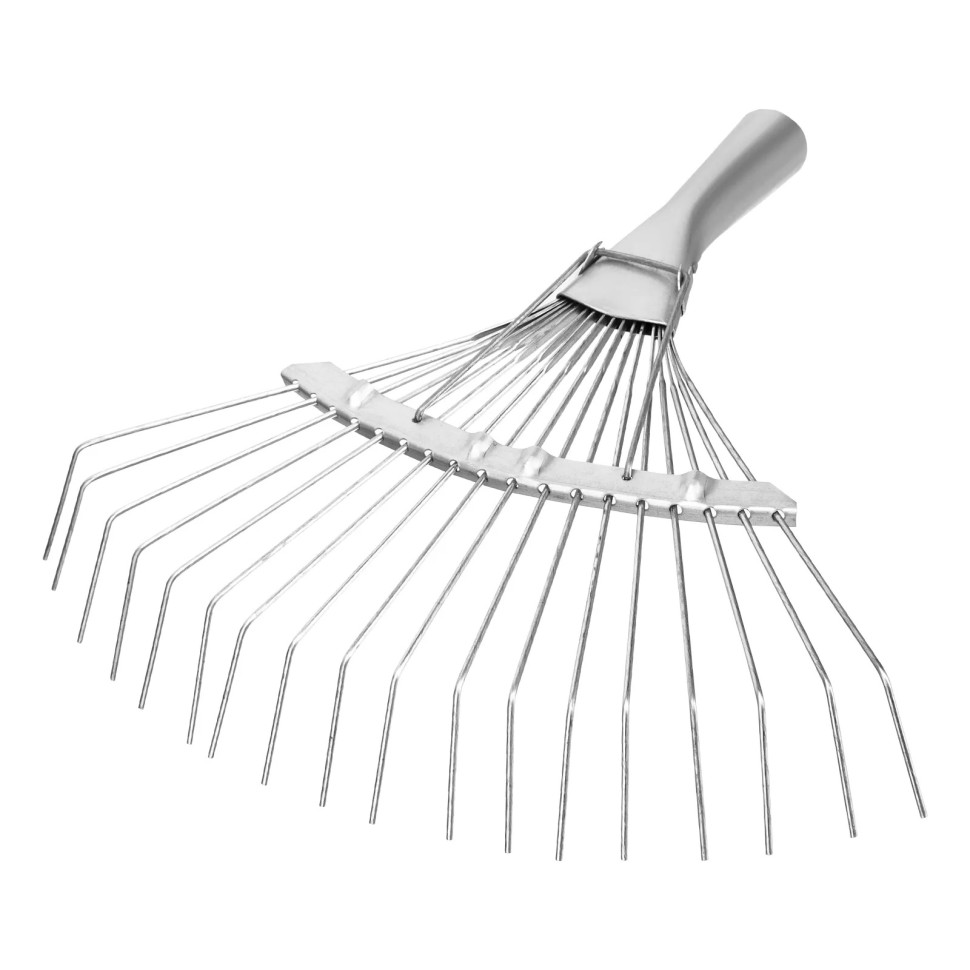 Грабли веерные стальные, 350 мм, 18 круглых зубьев, оцинкованные, без черенка, Россия// Сибртех