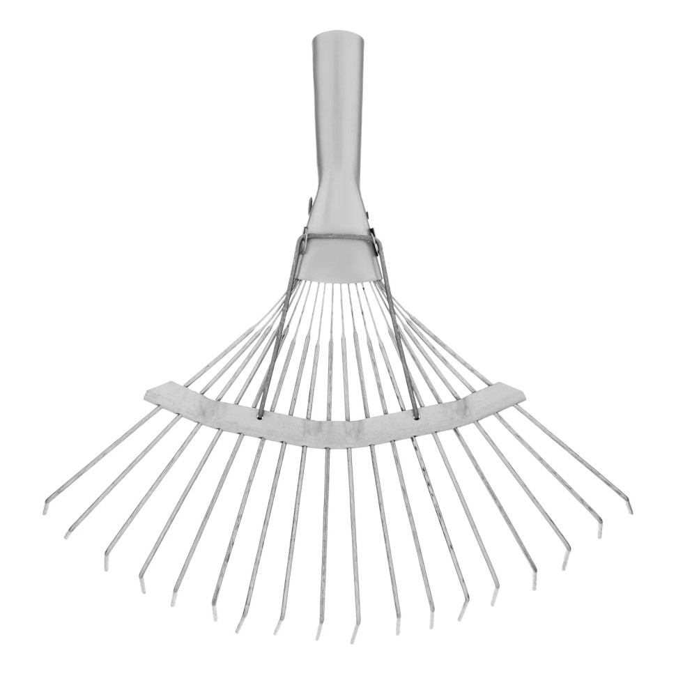 Грабли веерные стальные, 350 мм, 18 круглых зубьев, оцинкованные, без черенка, Россия// Сибртех