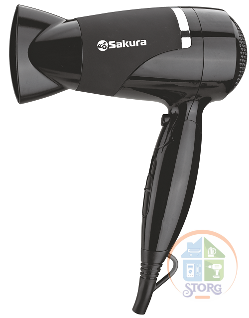 АКЦИЯ! Фен для волос SAKURA SA-4040BK, 1600-1800Вт, 2 режима работы, 2 скор.