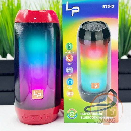 Портативная колонка  BT643 с bluetooth (TF/USB/3,5 jack/RGB-подсветка)  Red