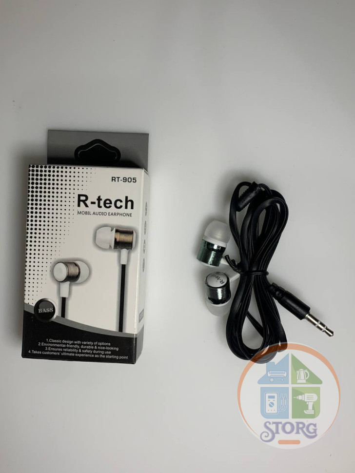 Вакуумные внутриканальные наушники R-Tech RT-905 (Черный)
