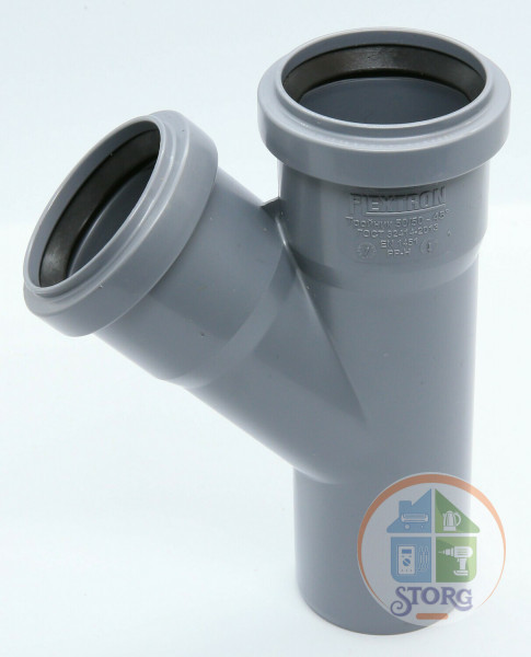 Тройник D 50 x 50 х 45 град, полипропилен серый (50 шт) Flextron