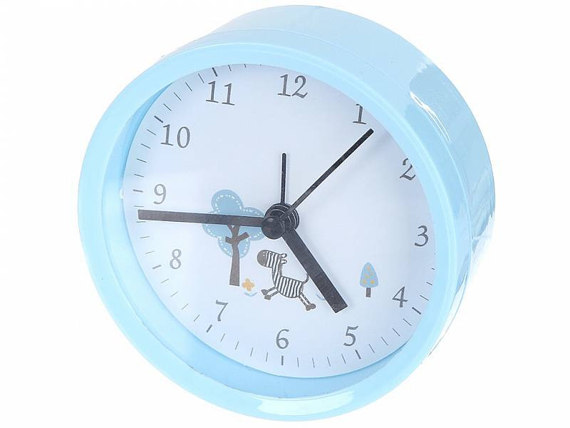 Часы-будильник Perfeo Quartz "PF-TC-011", круглые диам. 9,5 см, синие
