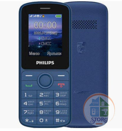 Мобильный телефон Philips Xenium E2101 Blue, 2SIM, 1.77", TN, 128x160, BT, FM, micro SD, 1000 мА*ч