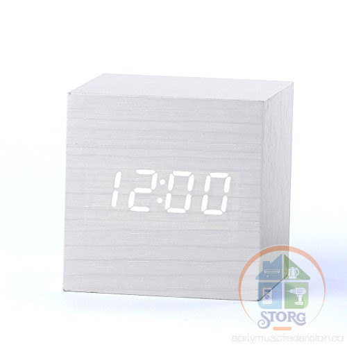 Часы деревянные +дата+температура VST-869/6, белый