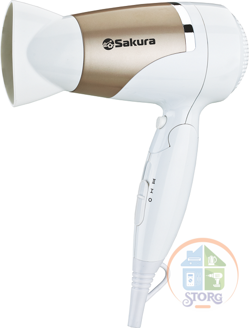 АКЦИЯ! Фен для волос SAKURA SA-4040W, 1600-1800Вт, 2 режима работы, 2 скор.