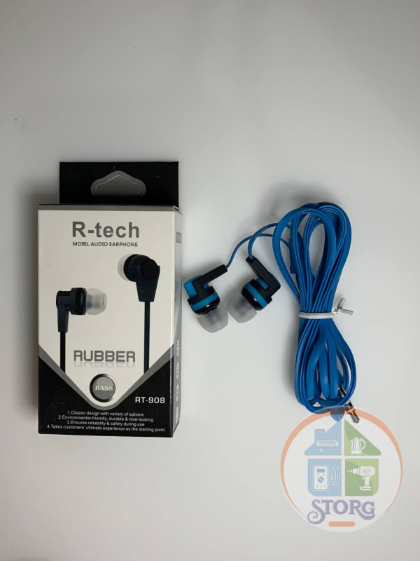 Вакуумные внутриканальные наушники R-Tech RT-908 (Голубой)