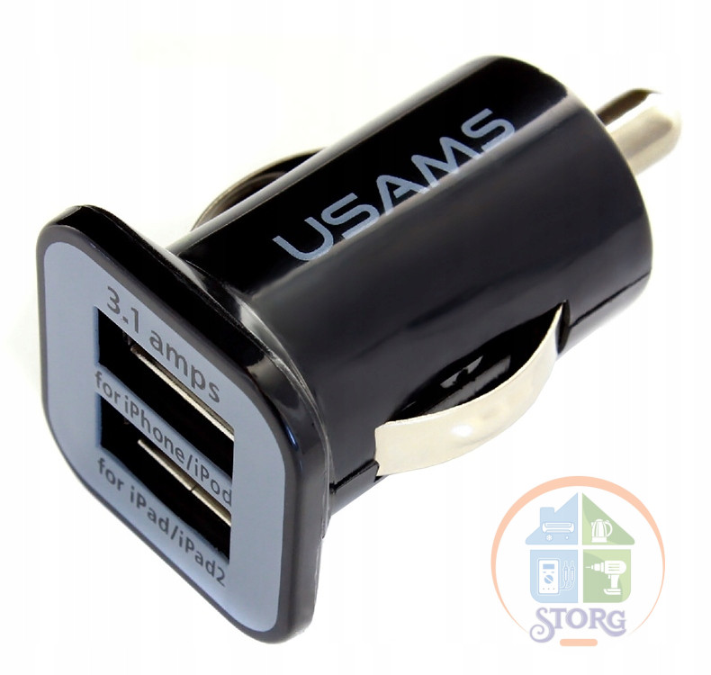 АЗУ USAMS SRT-4 5V3,1A 2USB черный ( без уп.)