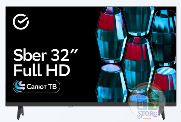 32" Телевизор Sber SDX 32F2139 черный 1920x1080, Full HD, 60 Гц, Wi-Fi, Smart TV, Салют ТВ