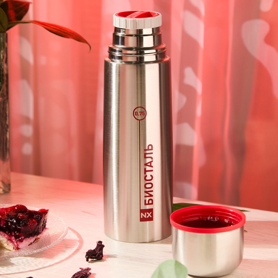 Термос BIOSTAL NX-750Z, 0,75л, пробка с ситечком, нержавеющая сталь