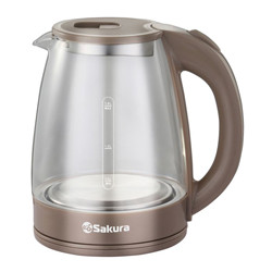 Чайник электрический SAKURA SA-2734C (Коричневый; Мощность 1800Вт; Объем 1.8л; Стеклянный;Подсветка)