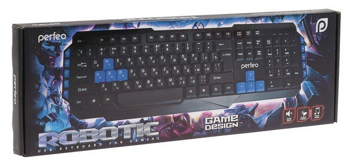 Клавиатура Perfeo "ROBOTIC" Multimedia, USB, черный, GAME DESIGN (PF-031)