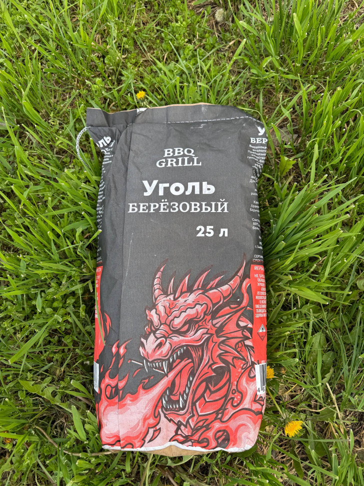 Уголь древесный BBQ GRILL DRAGON 25л Берёза (ОТБОРНЫЙ /СЕЯНЫЙ 100% КАЧЕСТВО/ Немецкие технологии)