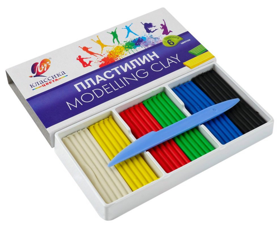 Пластилин ЛУЧ "Классика", 6цв., 120г, со стеком (1/40) (12С 878-08)