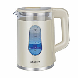 Чайник электрический SAKURA SA-2735W (Бежевый; Мощность 1800Вт; Объем 2.3л; Пластиковый; Подсветка)