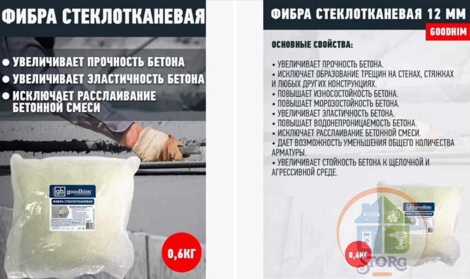 Фибра стеклотканевая GOODHIM 12 мм, 0,6 кг *