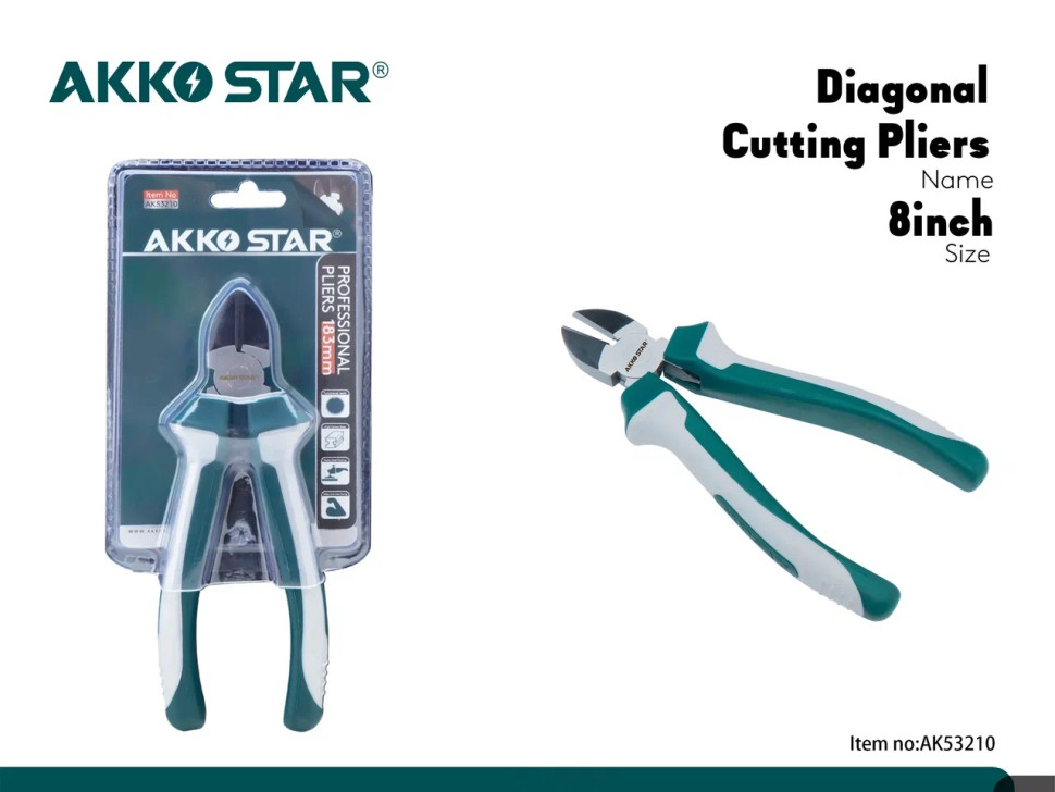 Диагональные кусачки AKKOSTAR бокорезы 8" 183мм (долька.6шт)