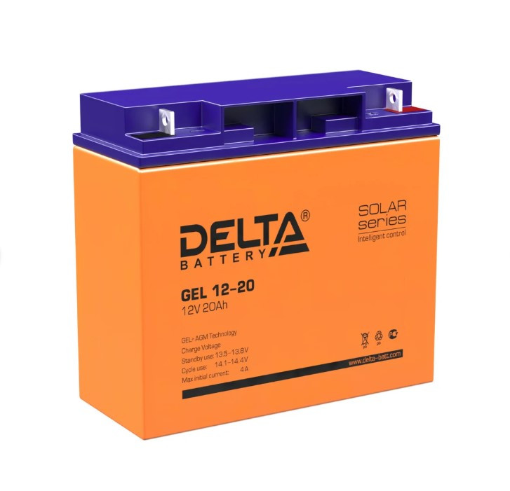 Аккумуляторная батарея для ИБП Delta GEL 12-20 (12 В, 20 Ач, GEL, клеммы под болт М5,5) Аккумуляторная батарея для ИБП Delta GEL 12-20 (12 В, 20 Ач, GEL, клеммы под болт М5,5)