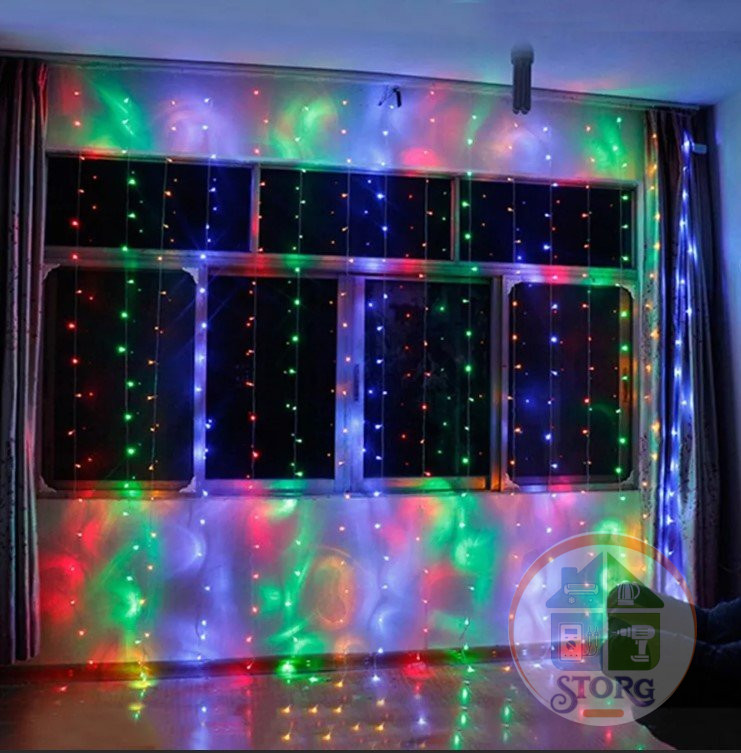 Гирлянда светодиодная S-TORG ЗАНАВЕС/БАХРОМА 240Led 2*2 (Разноцвет )