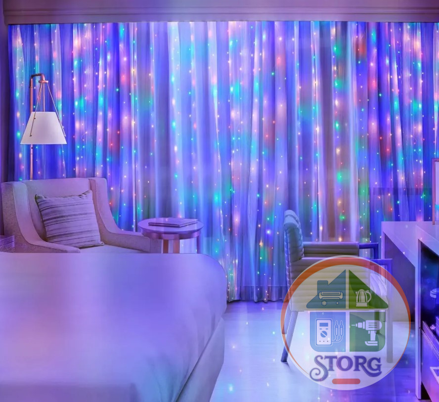 Гирлянда светодиодная S-TORG ЗАНАВЕС/БАХРОМА 240Led 2*2 (Разноцвет )