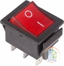 Выключатель клавишный 250V 15А (6с) ON-ON красный  с подсветкой (RWB-506, SC-767)  REXANT