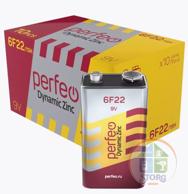 Элемент питания Perfeo 6F22/1SH Dynamic Zinc