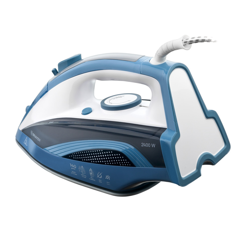 Утюг Brayer BR4002 синий/белый/черный, 2400 Вт, 25 г/мин, 140 г/мин, 360 мл