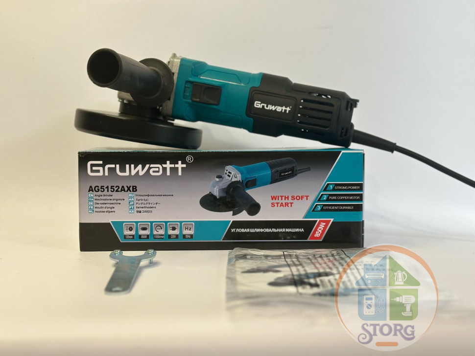 Машина угловая шлифовальная Gruwatt AG5152AXB, 125мм, 850 вт