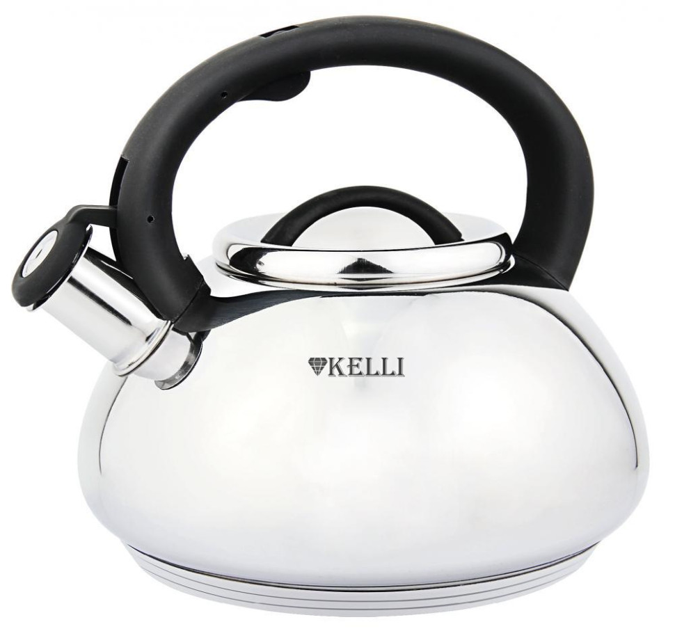 Чайник металлический со свистком на газ KELLI KL-4359, 3л, теплоемк. капс. дно, нержавеющая сталь